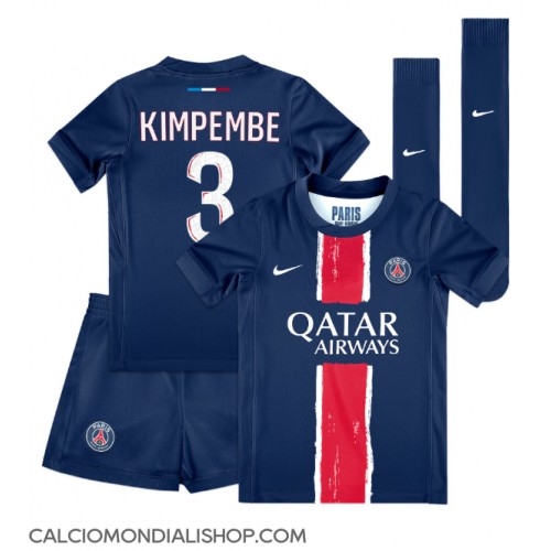 Maglie da calcio Paris Saint-Germain Presnel Kimpembe #3 Prima Maglia Bambino 2024-25 Manica Corta (+ Pantaloni corti)